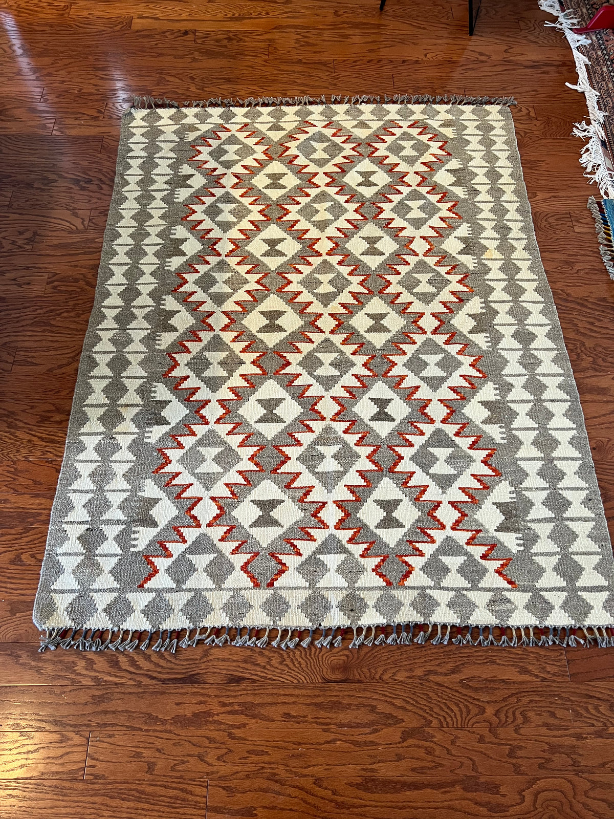 Afghan handwoven small area rug / carpet 5x 4 FT flatweave 100% wool قالین گلم افغانی اصیل
